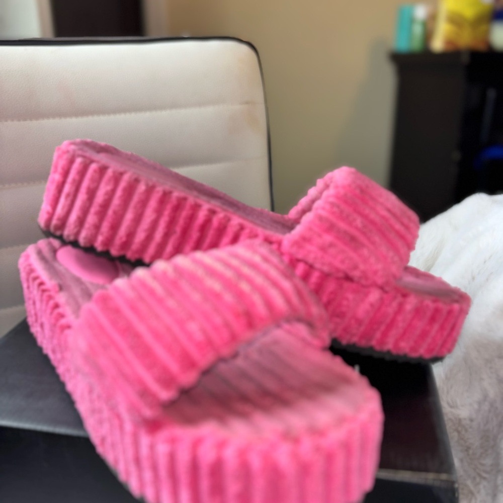Fashion Nova Pink Platform Slide Sandals
